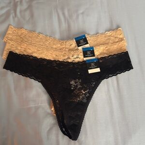 INC Lace Panty Set in Black and Beige XL